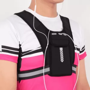 Chaleco Reflectante Ligero para Correr con Bolsa en el Pecho