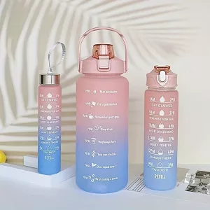Set de 3 Botellas Deportivas con Degradado - Rosa-Azul