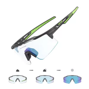 Gafas de Ciclismo Fotocromáticas - Bicicleta de Montaña - Negro-Verde-Azul