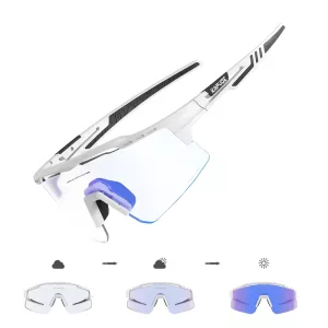 Gafas de Ciclismo Fotocromáticas - Bicicleta de Montaña - Blanco-Azul